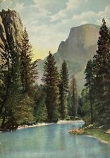 1911 Old Antique Picture Postcard Washington Column & Half Dome Yosemite Valley picture