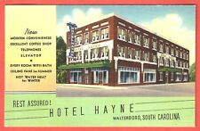 HOTEL HAYNE, WALTERBORO, S.C. – Demolished 1982 - 1939 Linen Postcard picture