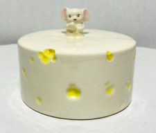 Vintage Yellow Ceramic Swiss Cheese Cover With Mouse on Top picture