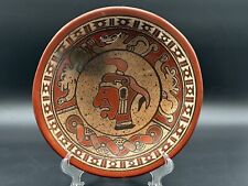 Vintage 10” Aztec Style Pottery Bowl Wall Art Signed Oscar picture