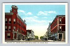 Big Rapids MI-Michigan, Michigan Ave Looking South Maple St Vintage Postcard picture