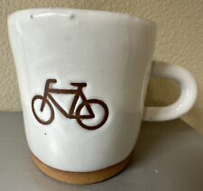 Slip Casted Ceramic Mug Naturally Wonky Beige Bicycle Labeled 12 Oz picture