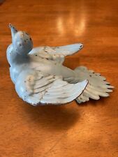 Bird Figurine Large Teal Turquoise Blue  Ceramic Glaze Wings Distressed 9” picture