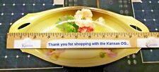 VINTAGE R&S SILESIA PORCELAIN HANDLED BOWL PALE GREEN YELLOW FRUIT BOWL PLATTER picture