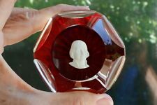 Vintage Red Crystal Paperweight Thomas Jefferson Cameo picture