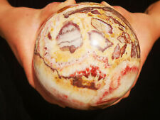 4.7 LB Natural Red Stripe Pork Stone Ball Sphere Crystal Energy w/ STENT picture