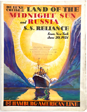 1934 S.S. RELIANCE HAMBURG-AMERICAN LINE cruise ship huge poster brochure RUSSIA picture