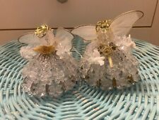 Vintage Christmas Angels Safety Pin Ornaments Handmade Hanging Gold White set (2 picture