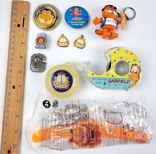 Vtg Garfield Character Metal Enamel Pinback Button PVC Keychain Lot Zipper Pull picture