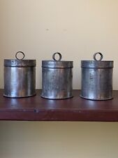 Vintage Tinware Small Canisters Set Of Three picture