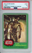 C-3PO (ANTHONY DANIELS)-ERROR Card #207 GOLDENROD STAR WARS 1977 Topps PSA 3 VG picture