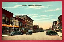 Postcard Mattoon Illinois Broadway Street View SS Kresge Cars Stores picture