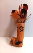 Handmade Native Southwestern Real Leather & Feather Christmas Ornament Vintage picture