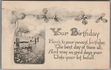 Your Birthday View of Fence and Pasture Here's to Your Newest Birthday 1913 picture