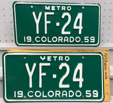 1959 NOS Colorado Metro Truck License Plate Pair Plates YF-24 Leadville picture