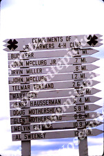 sl48 Vintage 35mm Slide 1965 4-H Club Jr Farmers Club sign 369a picture