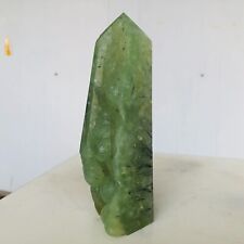 506g Natural Green Chalcedony Grape Agate Tourmaline Crystal Wand PointReik picture