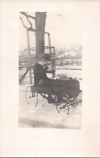 Photo Postcard RPPC Cute Kid Riding Old Pedal Car Toy picture
