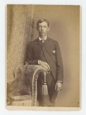 Antique Circa 1880s Cabinet Card Handsome Young Dapper Man in Suit Frankford, PA picture