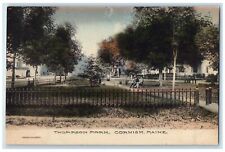 1909 Thomason Park Fence And Men Sitting On Bench View Cornish Maine ME Postcard picture