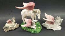 Herco Gift Professional Pink Winged Pegasus Mother Child Fantasy Horse Set 3 Psc picture
