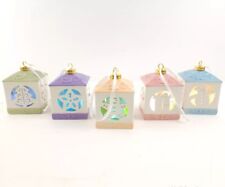 NEW Lightscapes Set of 5 Pastel Cutwork Ceramic Color Changing Holiday Ornaments picture