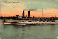 Seattle WA Washington SS Kennedy Steamer on Puget Sound Harbor Vintage Postcard picture
