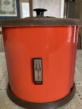 RARE Vintage Lincoln Beautyware Lazy Susan Canister Set Metal Red Orange picture