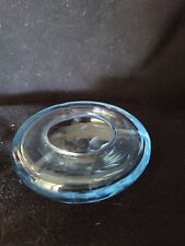 Unique Vintage Blue Glass Ashtray Etched 4.5