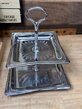 Vintage New Hellerware Two Tier Tid-Bit Tray Chromium No. 520 picture