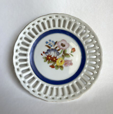 Beautiful White Reticulated Edge Flowers Round Ceramic Plate Dish Made in Japan picture