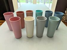Set Of 10 Vintage Tupperware Plastic Tumblers Pastel Colors Pink Blue Gray  picture