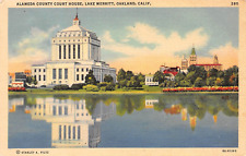D2131 Alameda County Court House, Lake Merritt, Oakland, CA 1938 Teich Linen PC picture