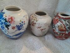 Lot Of 3 Asian Ginger  Jars No Tops Un Signed Antique picture