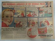 Folger's Coffee Ad: My Husband Laughed at My Bridge Prize  1930's 11 x 15 Inch picture