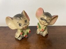 Pair of Vintage '50's 60’s Celluloid Courting Mice w/Rose Wreath - 2” picture