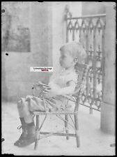 Plate Glass Photo Antique Negative Black and White 3 1/2x4 11/16in Youth Boy picture