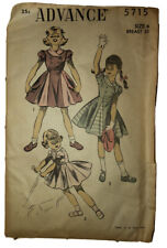 1950’s Advance 5715 Size:4 Breast:23 The Precision Pattern Girls Dresses Hot Iro picture