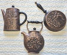 Vtg 1972 Syroco Homco Wall Decor Kitchen Cottage Core Frying Pan Coffee Tea Pot  picture