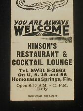 1950s Hinson's Restaurant & Cocktail Lounge Routes 19 & 98 Homosassa Springs FL picture