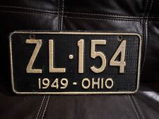 Vintage Antique 1949 Ohio License Plate-Waffle White on Black-ZL 154 picture