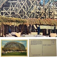Postcard UT Salt Lake City Construction of the Tabernacle Roof Teich Linen 1940 picture