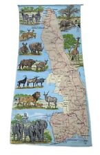 Kruger National Park Africa Cloth Wall Hanging Safari Map Animals 38” x 18” picture