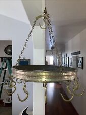 Vintage hammered copper and brass hanging pot rack Original.  Turkish. picture
