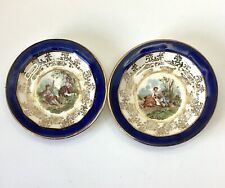 Vintage Miniature  Plates Courting Couple  3.5” Cobalt Blue ....... picture