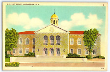 U.S. POST OFFICE POUGHKEEPSIE NEW YORK POSTED 1939 LINEN POSTCARD picture