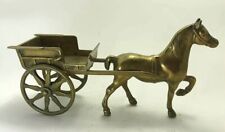 Vintage Brass Large Horse & Cart Trap Carriage Rare Big Statue 865gm Mid Century picture