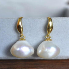 10-11mm South Sea White Baroque Pearl Earrings 14K Everyday Clip-on Minimalist picture