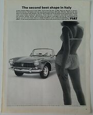 1965 Fiat motor convertible car woman bikini second best shape in Italy ad picture