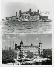 1905 Press Photo Main Building of Ellis Island Before and After Restoration picture